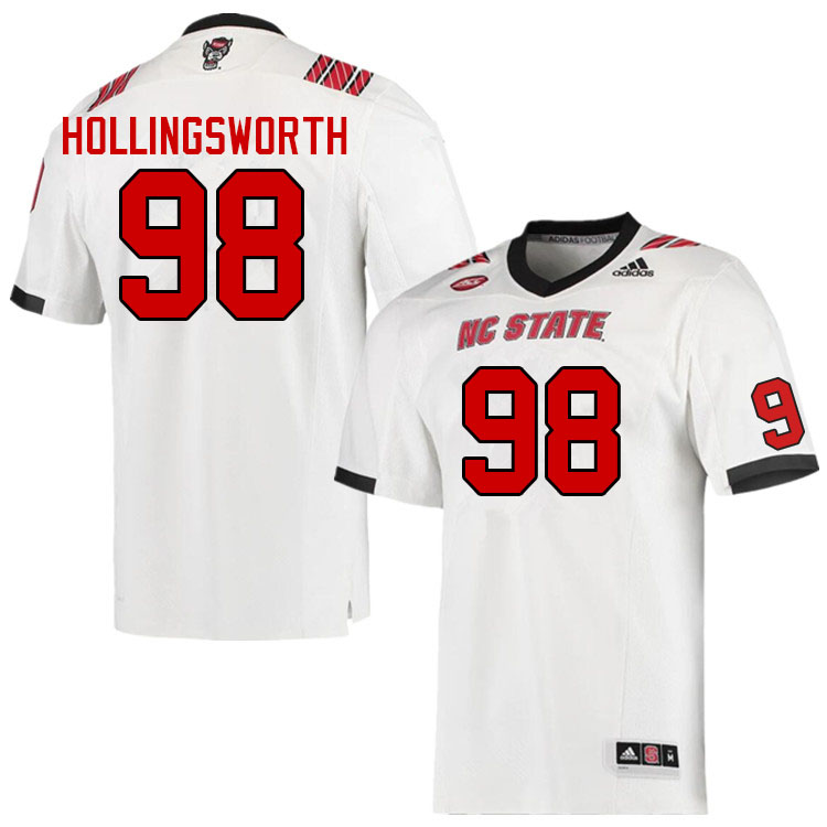 Men #98 Aiden Hollingsworth NC State Wolfpack College Football Jerseys Sale-White